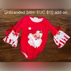 Festive Red Santa Baby Romper with Bell Sleeves
